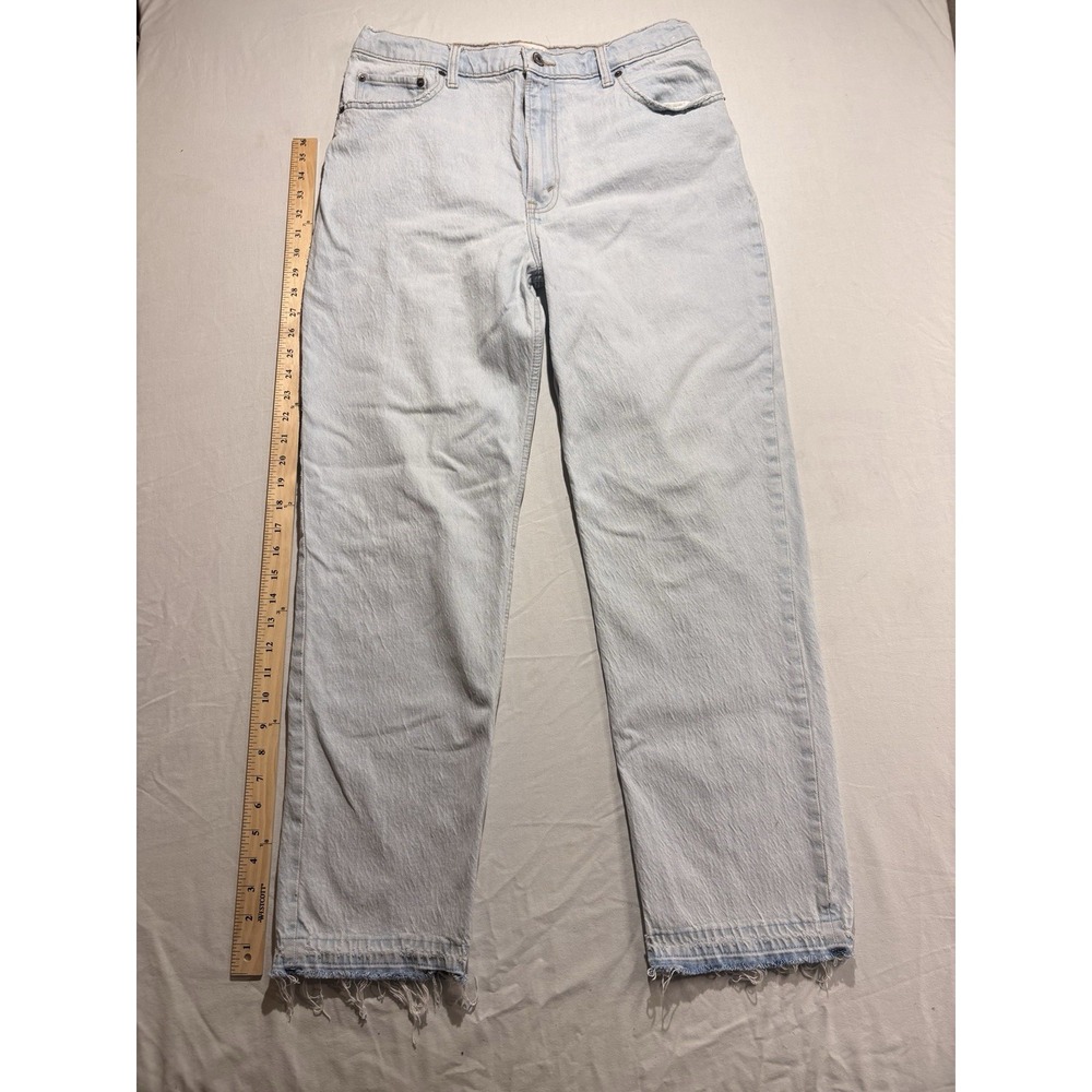 Abercrombie Fitch 90s Straight Jeans Women's 32 Ultra High Rise Raw Hem Light